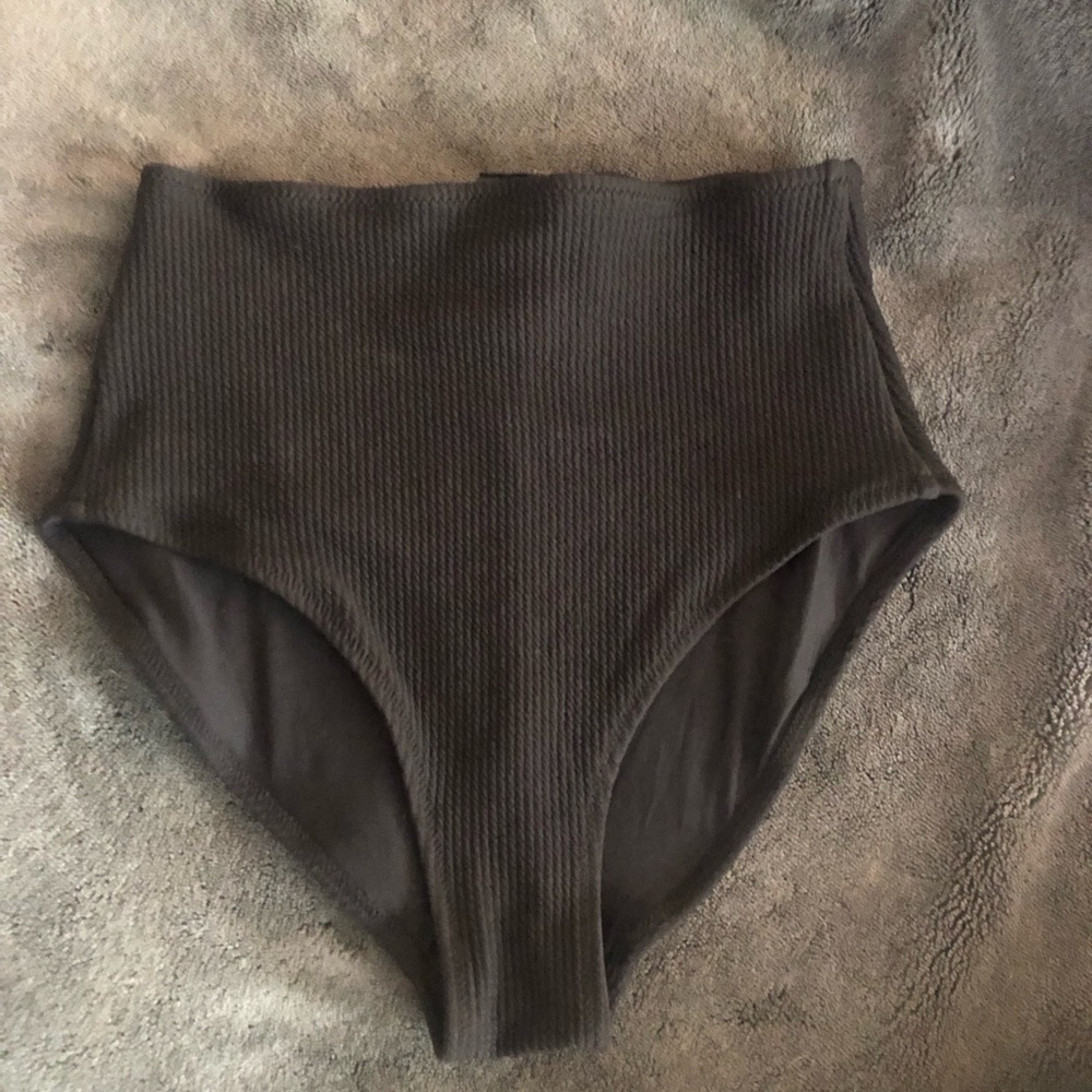 NWT Black High-Waist Ribbed Women’s Bathing Suit Bottoms - 4